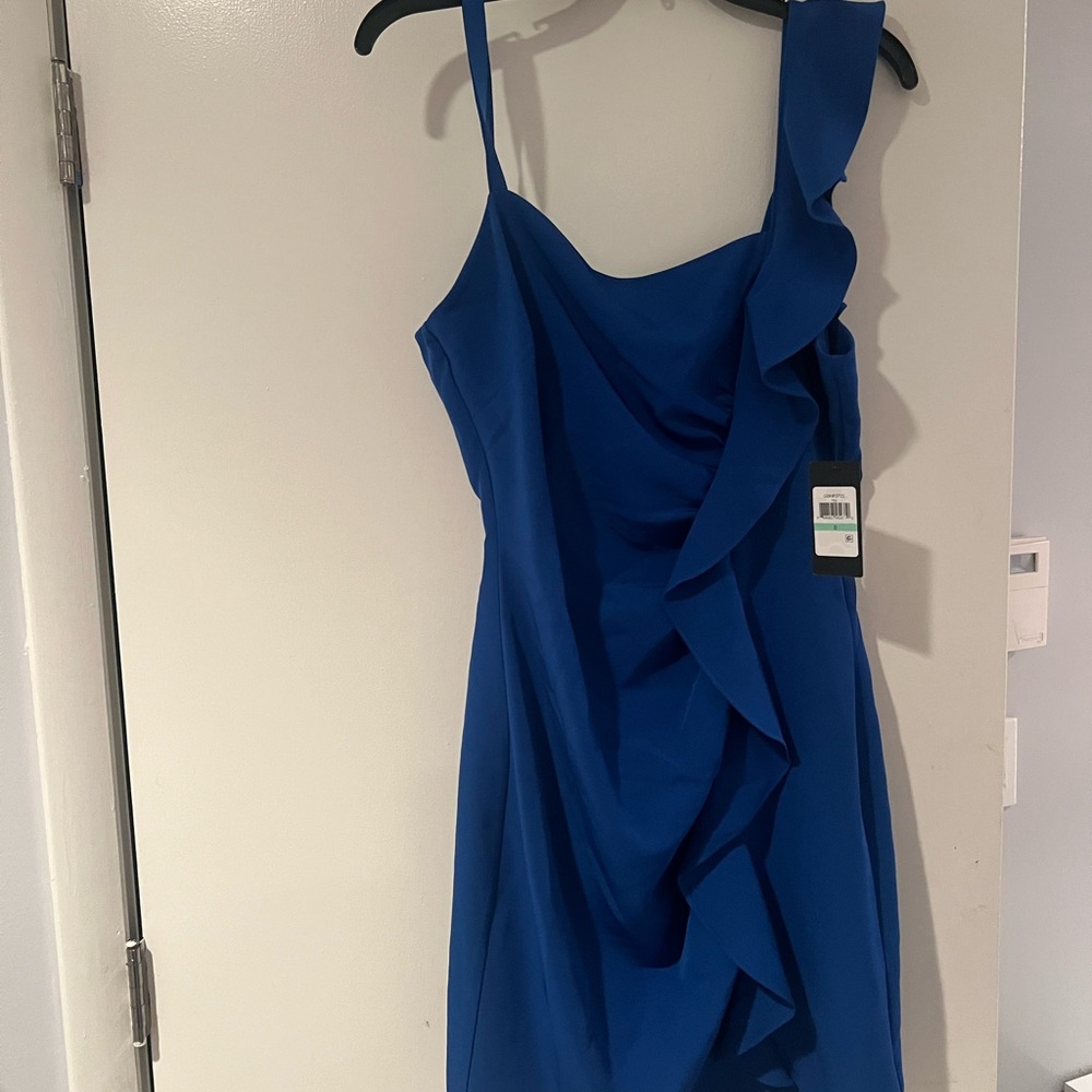 Guess One Shoulder Blue Dress